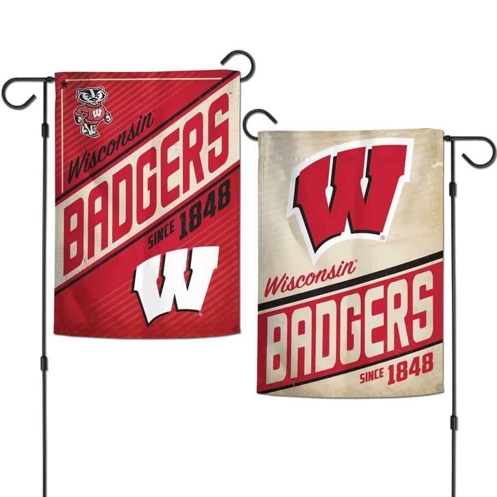 Wisconsin Badgers Garden Flag 2 Sided Retro Vintage 42270321 Heartland Flags