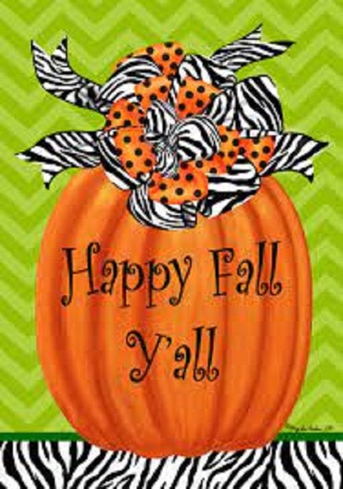 Zebra Pumpkins Flag 2 Sided Happy Fall Y'All Banner 1693FL Heartland Flags