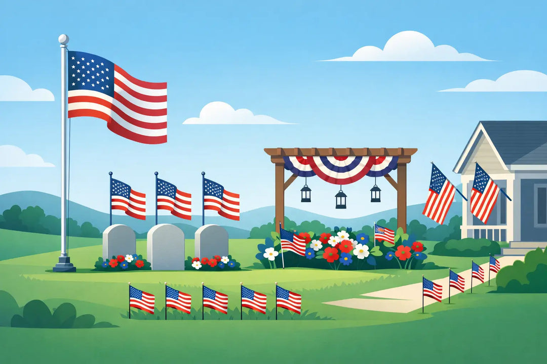 Example Memorial Day Flag Display Setup Ideas