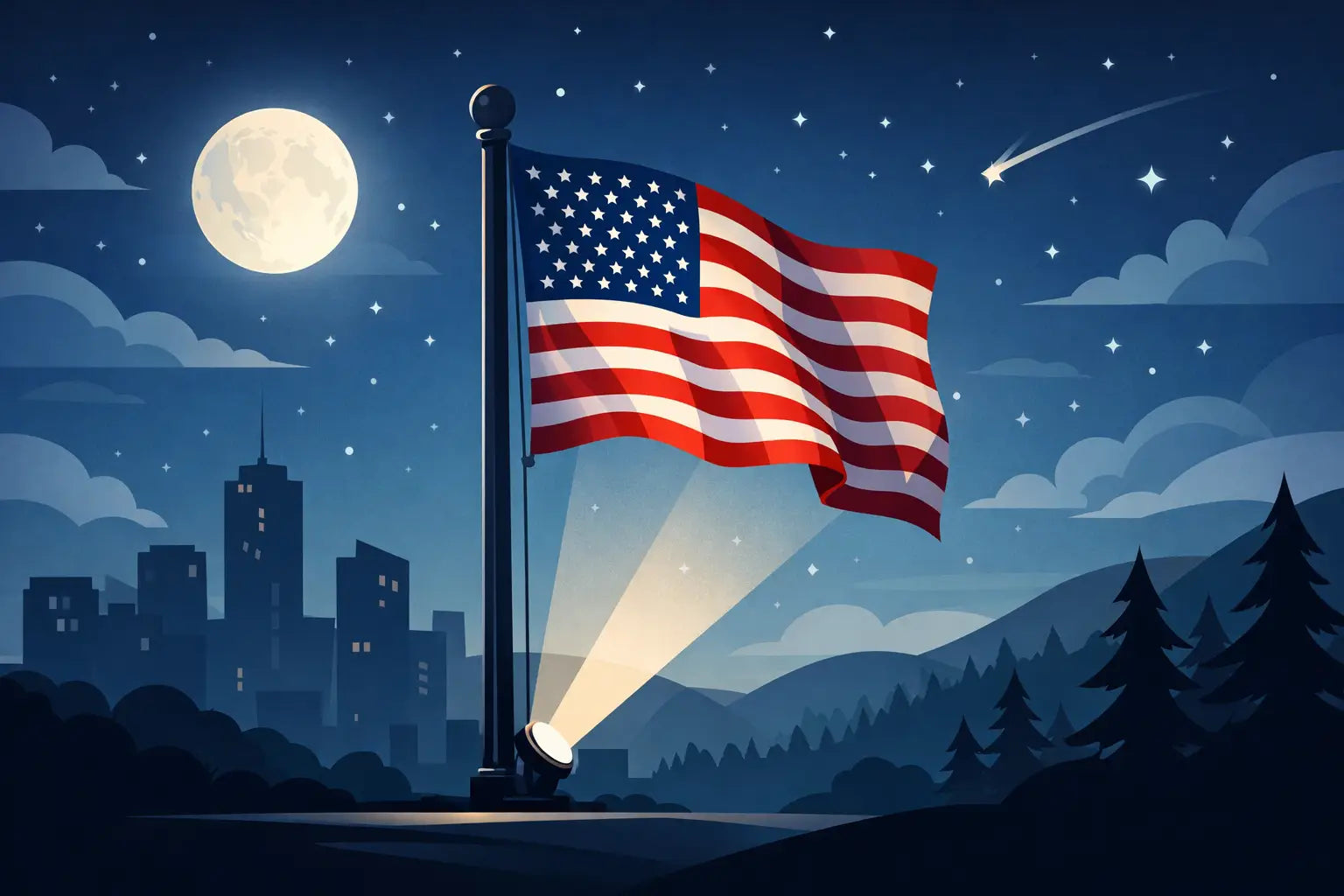 Can You Fly Flag at Night? Yes, But Read This
