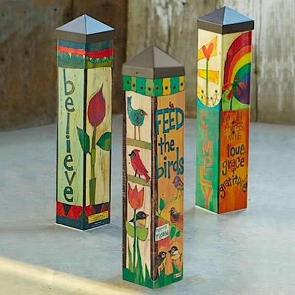 20 Inch Tall Art Poles Painted Peace