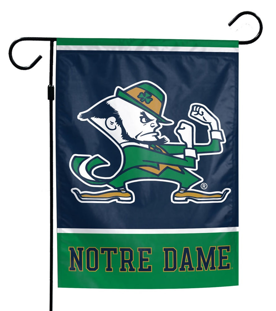 Notre Dame Garden Flag Leprechaun Logo Single Sided