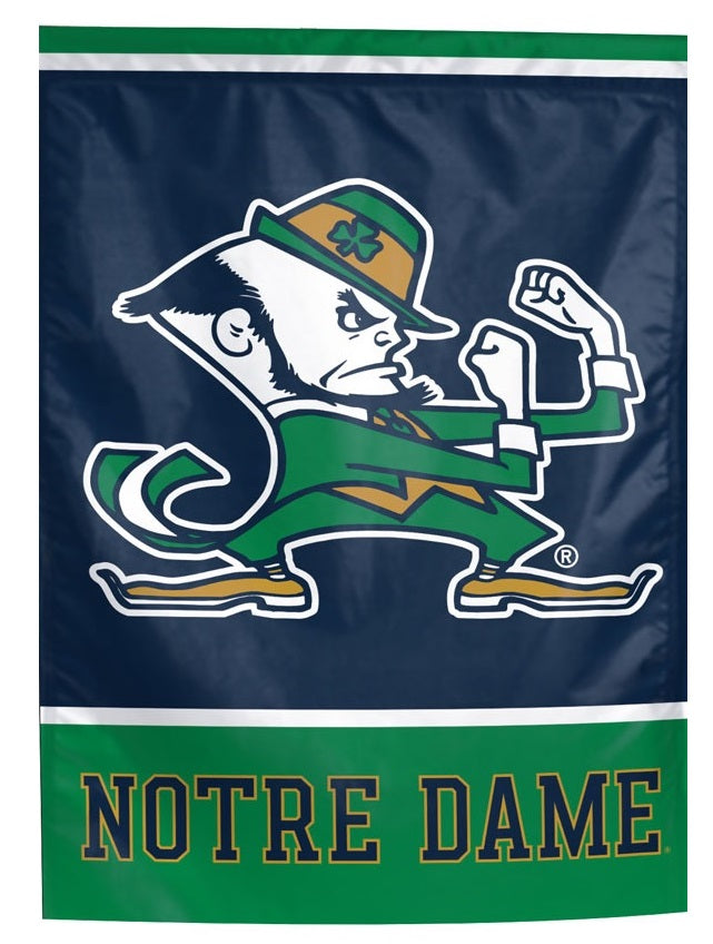 Notre Dame Garden Flag Leprechaun Logo Single Sided