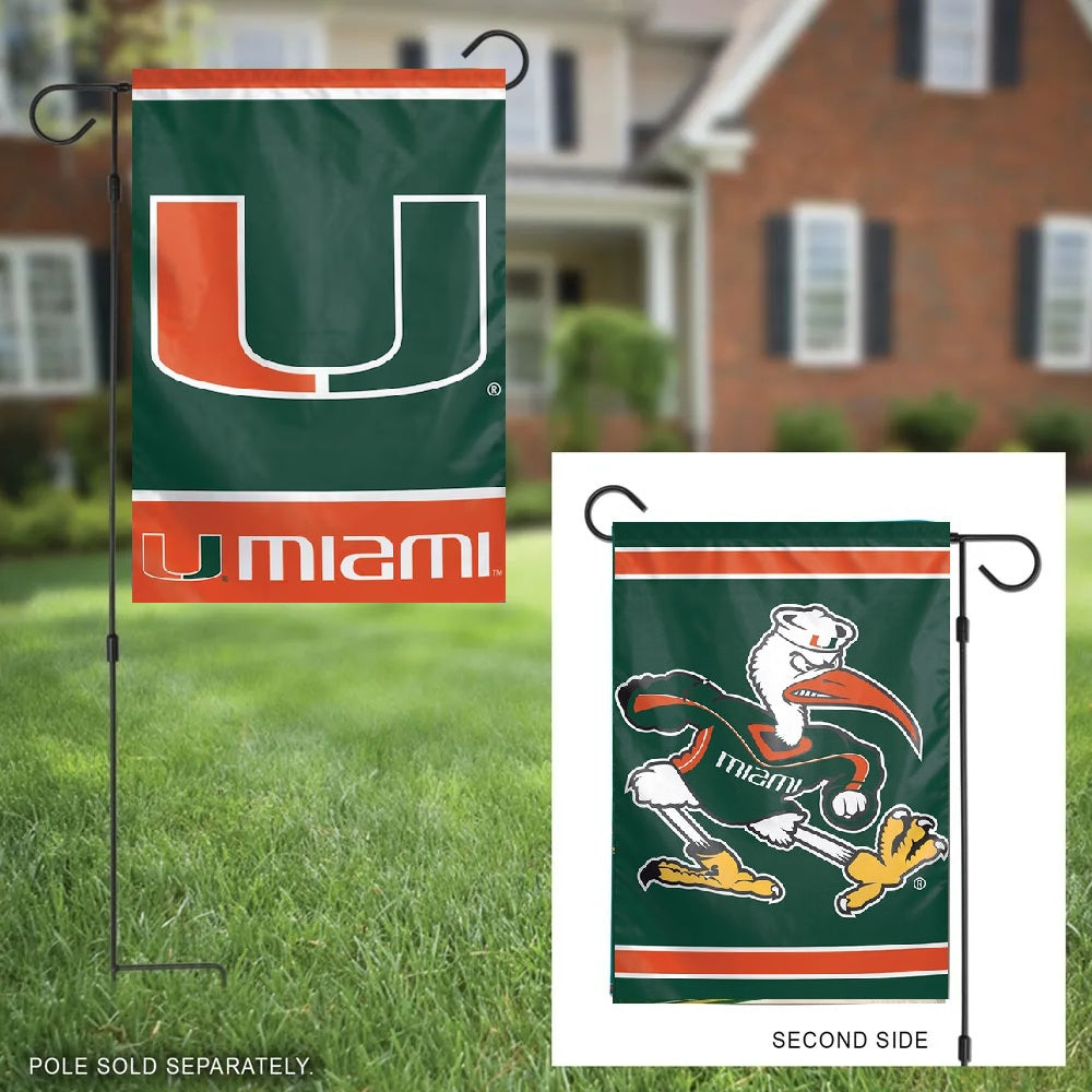 University of Miami 2 Sided Garden Flag