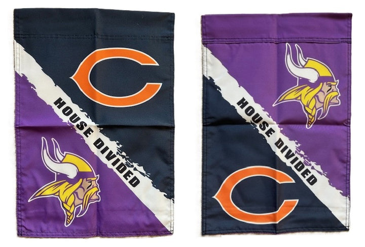 NFL Bears and Vikings House Divided Garden Flag 2 Sided