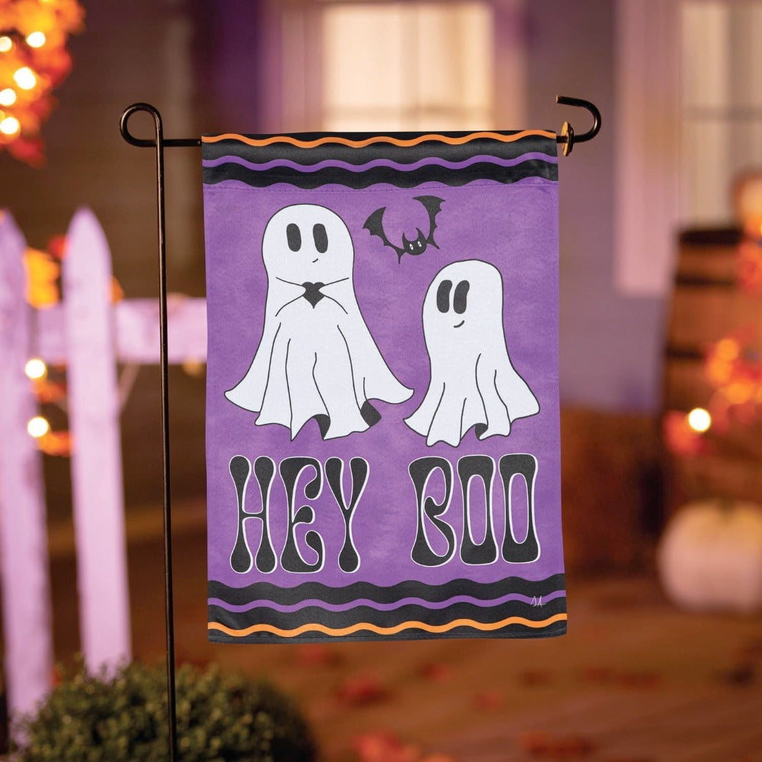 Hey Boo Halloween Garden Flag 2 Sided heartlandflags