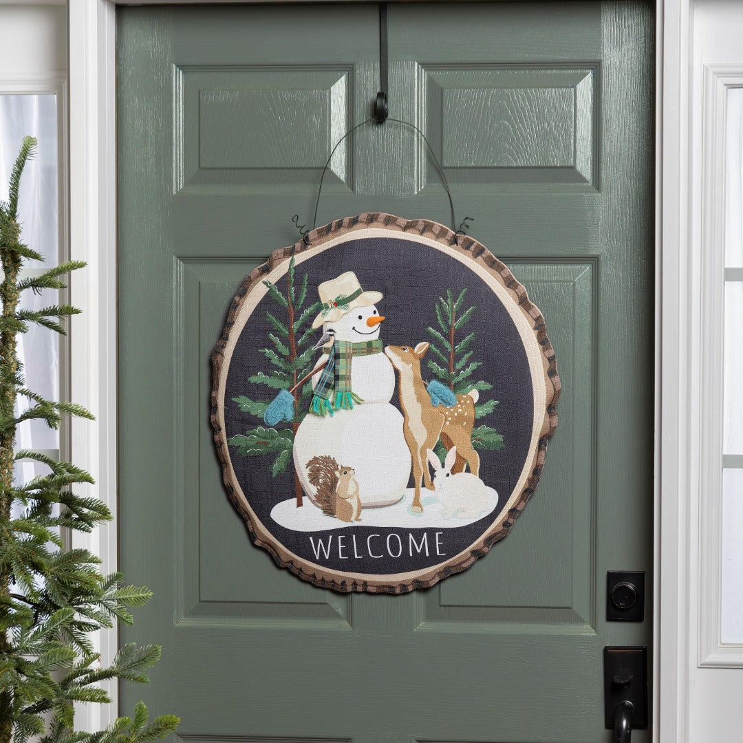 Winter Woodland Snowman and Friends Door Decoration