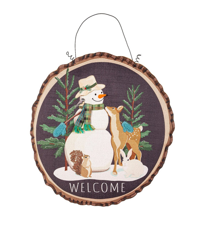 Winter Woodland Snowman and Friends Door Decoration