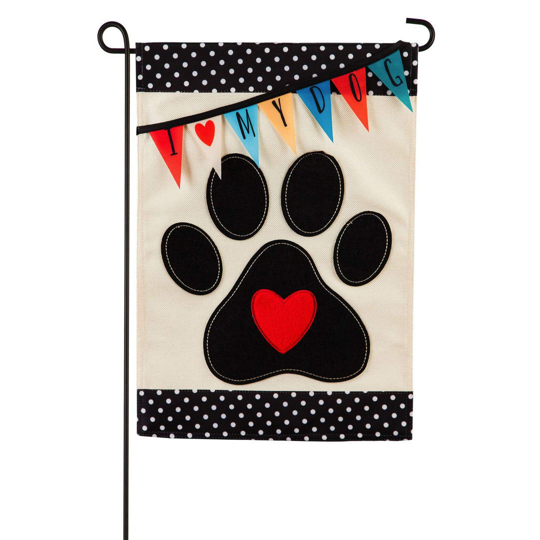 I Love My Dog Garden Flag 2 Sided