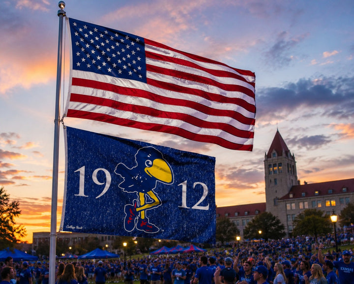 Kansas Jayhawks Vintage 1912 Logo 3x5 Flag