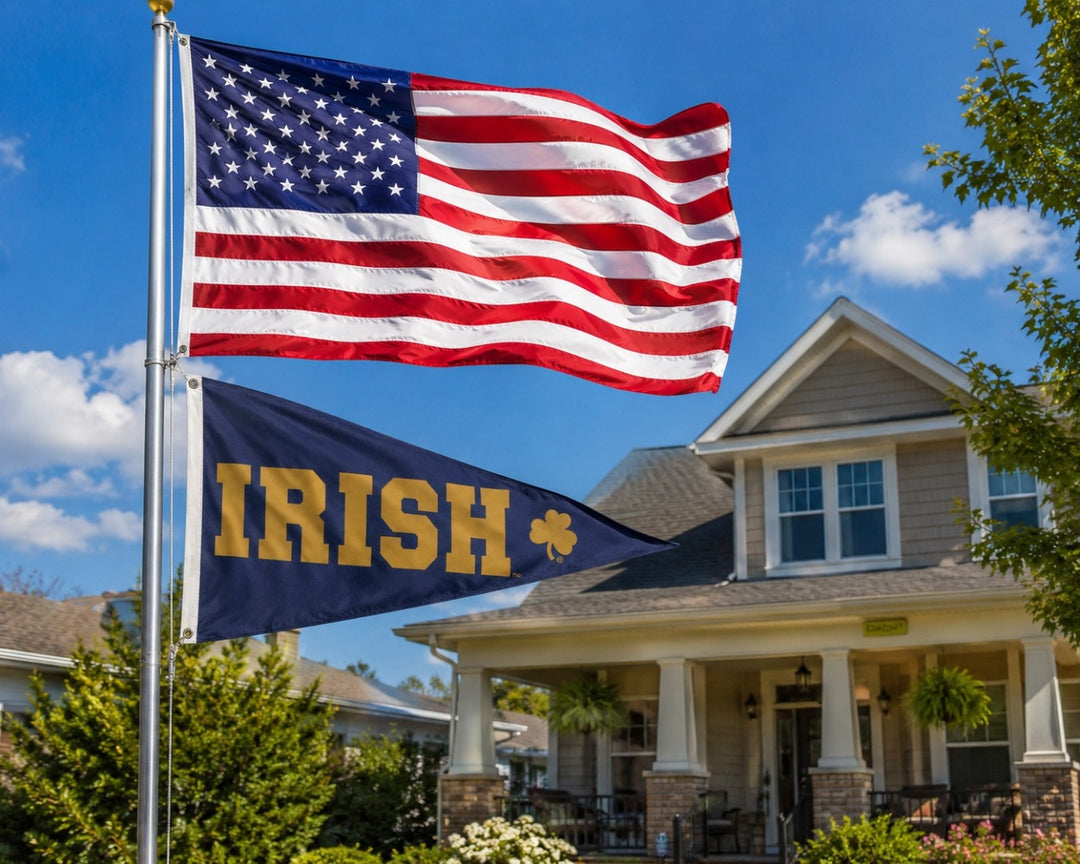 Notre Dame 2 Sided IRISH Clover Pennant