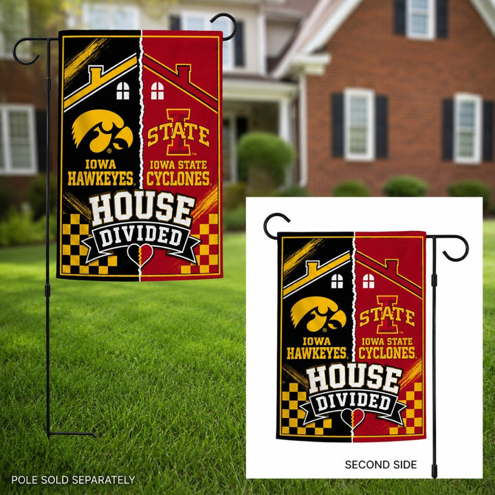 Iowa and Iowa State 2 Sided House Divided Garden Flag