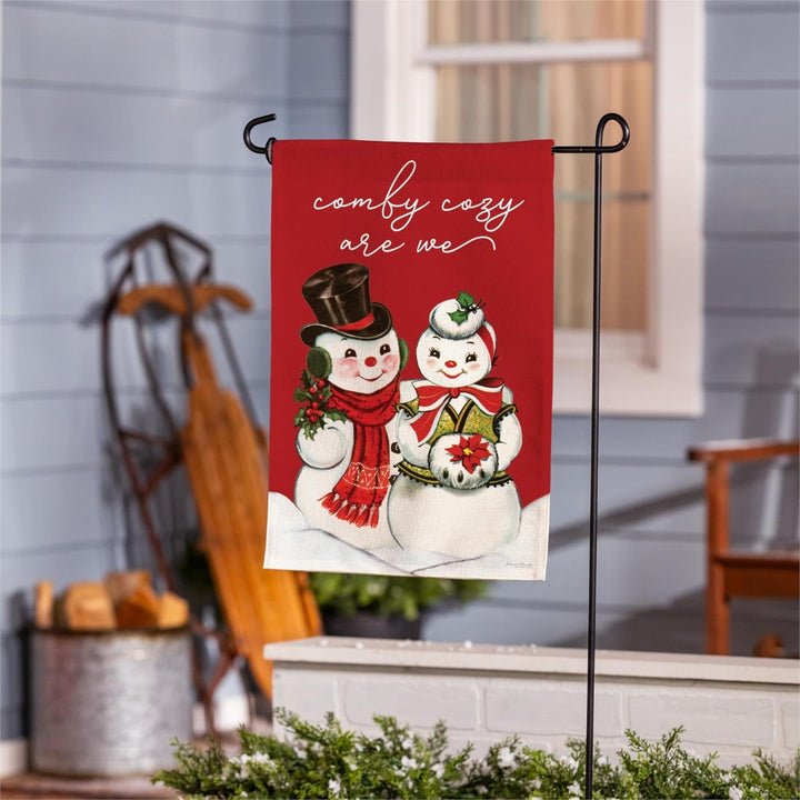 Vintage Snow Sweethearts 2 Sided Garden Flag Burlap