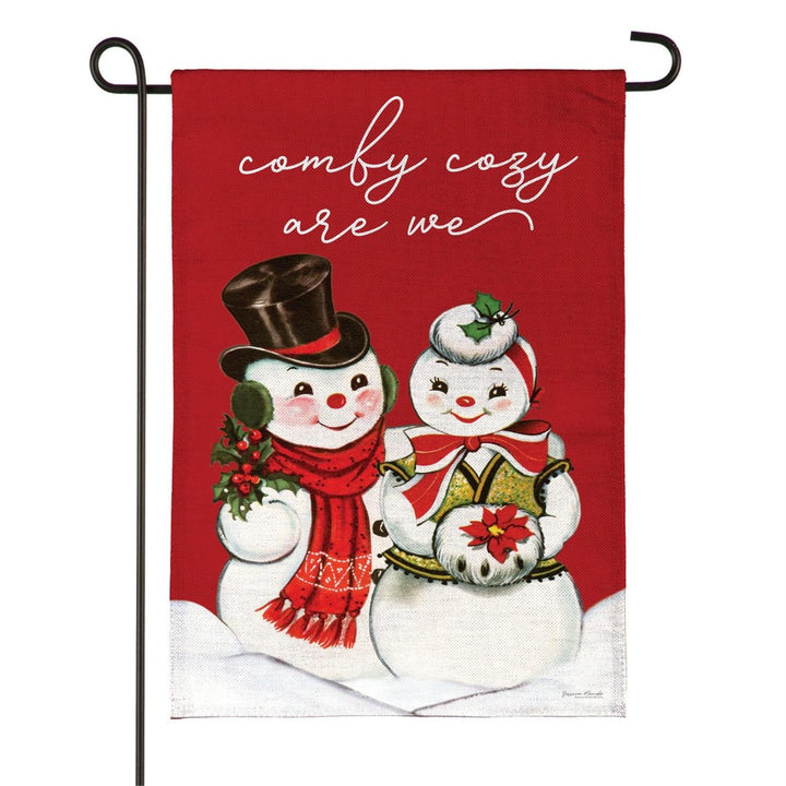 Vintage Snow Sweethearts 2 Sided Garden Flag Burlap
