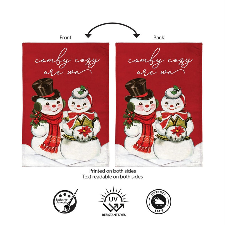 Vintage Snow Sweethearts 2 Sided Garden Flag Burlap