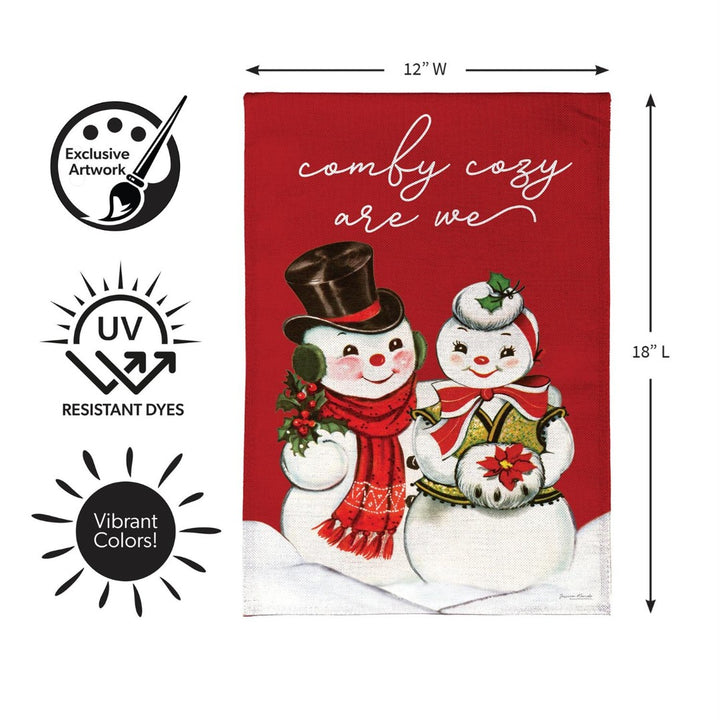 Vintage Snow Sweethearts 2 Sided Garden Flag Burlap