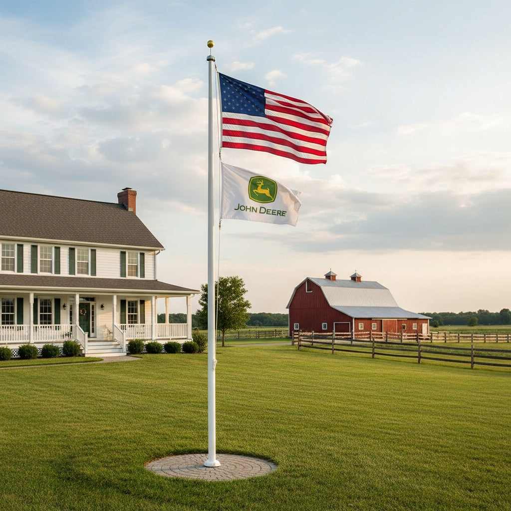 3x5 John Deere Flag - Double-Sided White Background heartlandflags