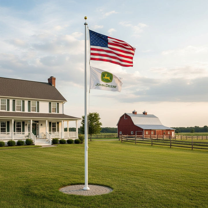 3x5 John Deere Flag - Double-Sided White Background heartlandflags