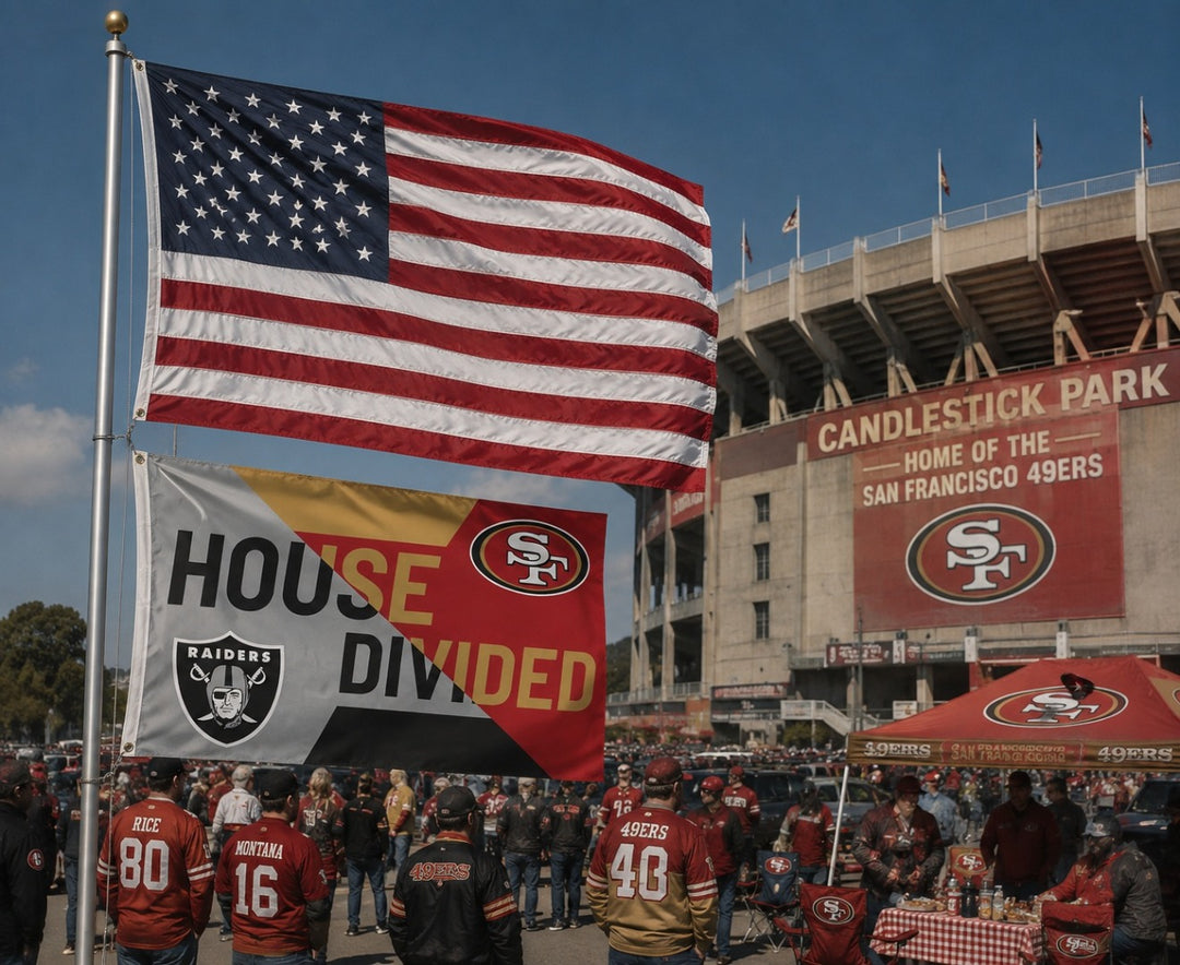 49ers and Raiders Flag 3x5 House Divided Rivalry heartlandflags