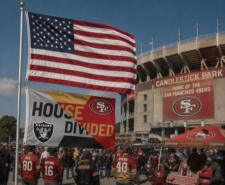 49ers and Raiders Flag 3x5 House Divided Rivalry heartlandflags
