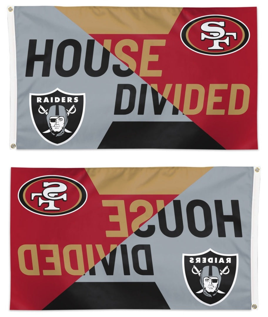 49ers and Raiders Flag 3x5 House Divided Rivalry heartlandflags