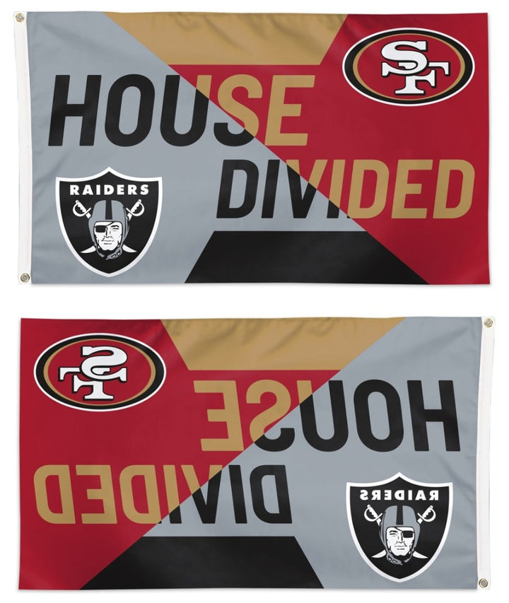 49ers and Raiders Flag 3x5 House Divided Rivalry heartlandflags