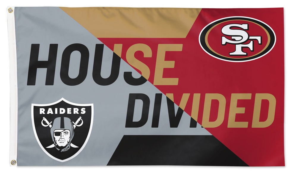 49ers and Raiders House Divided Flag 2 Sided heartlandflags