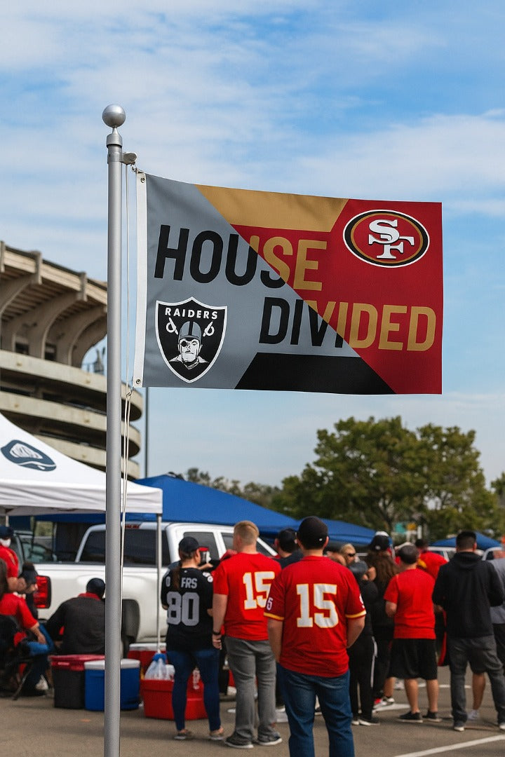 49ers and Raiders House Divided Flag 2 Sided heartlandflags