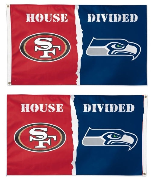 49ers vs Seahawks House Divided Flag 2 Sided 3x5 heartlandflags