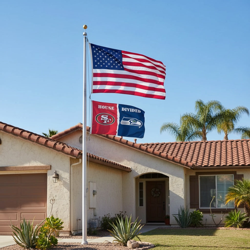 49ers vs Seahawks House Divided Flag 2 Sided 3x5 heartlandflags
