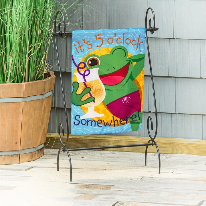 5 o Clock Frog 2 Sided Garden Flag heartlandflags