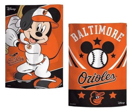 Baltimore Orioles Garden Flag 2 Sided Mickey Mouse Disney