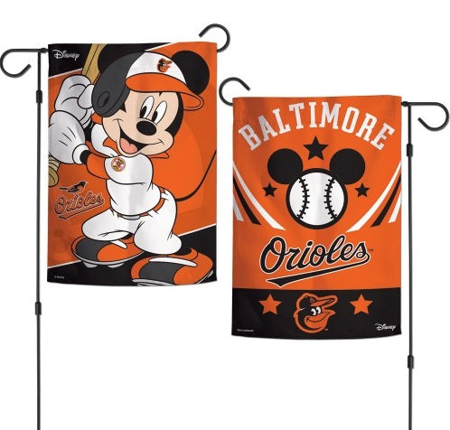 Baltimore Orioles Garden Flag 2 Sided Mickey Mouse Disney