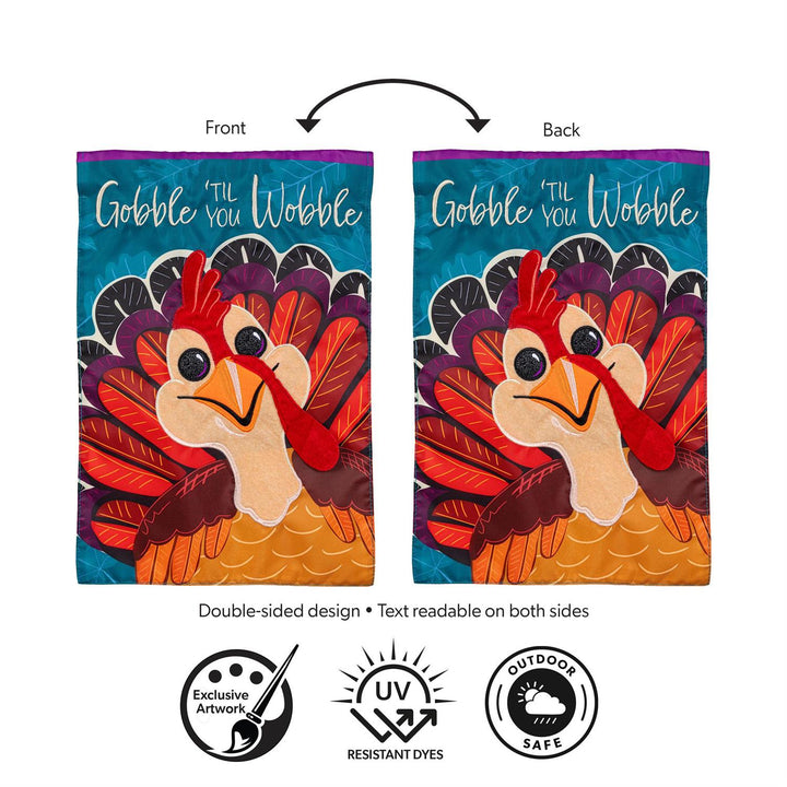Gobble Til You Wobble 2 Sided Garden Flag