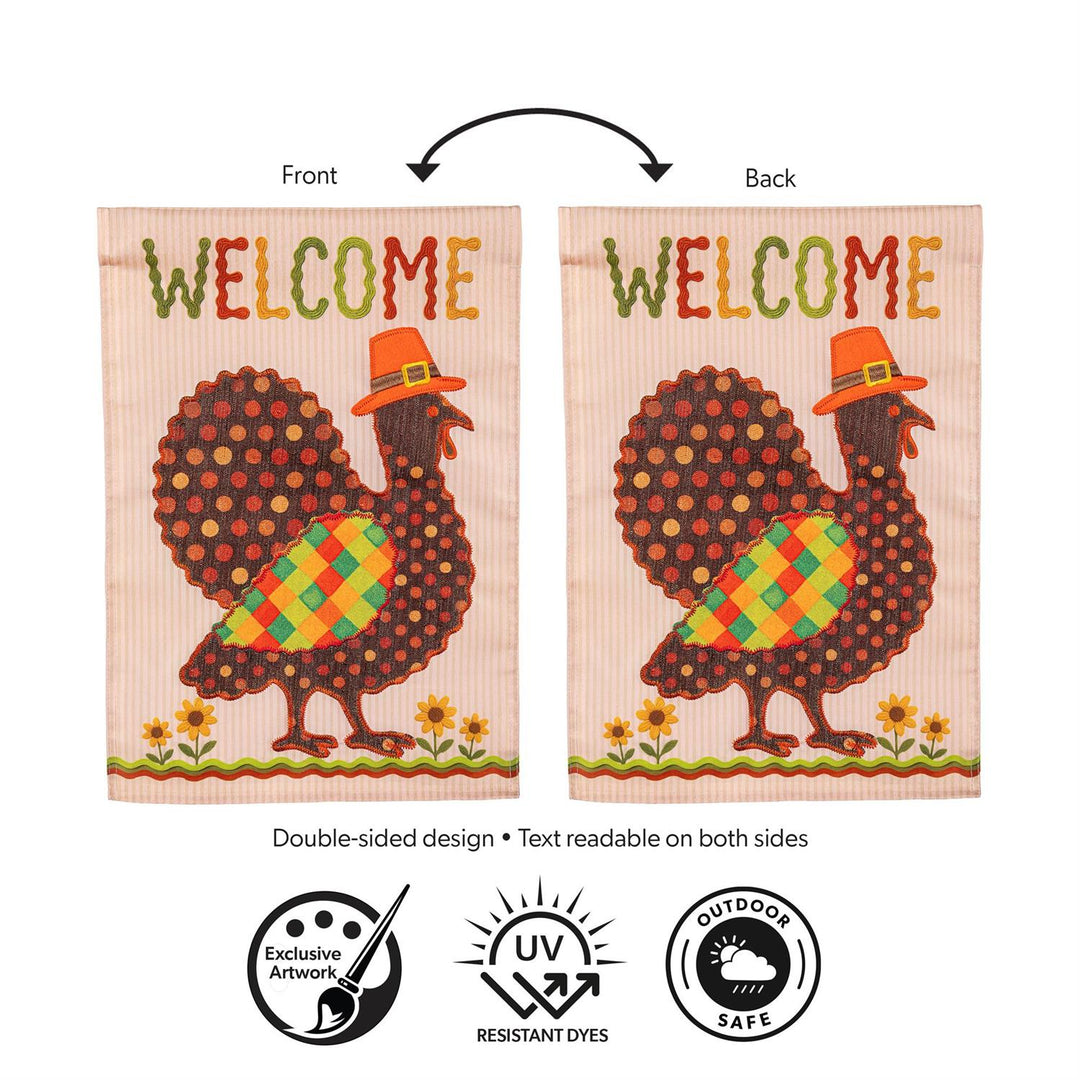Welcome Turkey Polka Dot 2 Sided Garden Flag