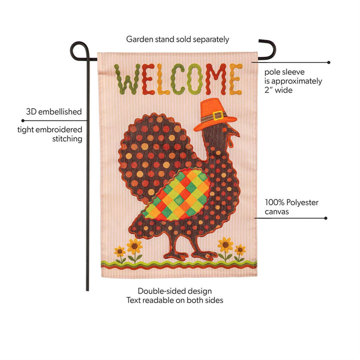 Welcome Turkey Polka Dot 2 Sided Garden Flag