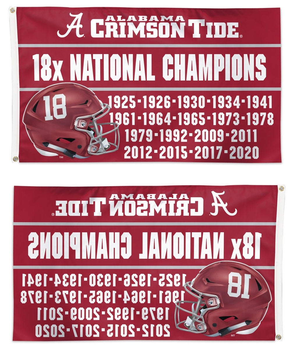 Alabama 18x National Champions 3x5 Flag heartlandflags