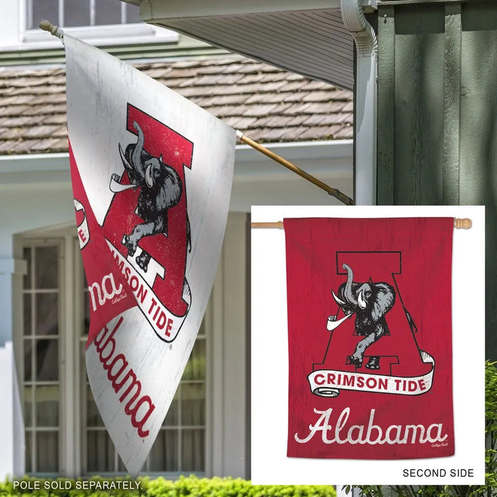 Alabama Crimson Tide Flag 2 Sided Retro Logo Banner heartlandflags