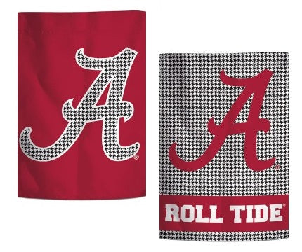 Alabama Garden Flag Crimson Tide Houndstooth 2 Sided Logo heartlandflags