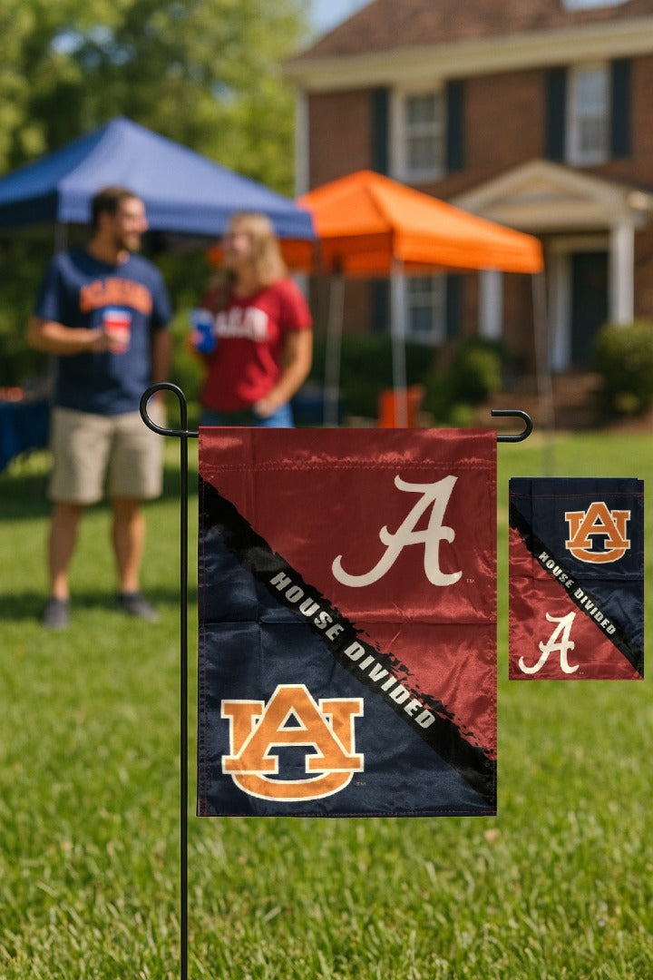 Alabama vs Auburn House Divided Garden Flag | Double-Sided Rivalry heartlandflags