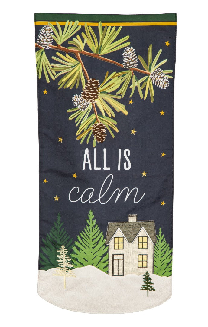 All Is Calm Long Christmas Garden Flag 2 Sided heartlandflags