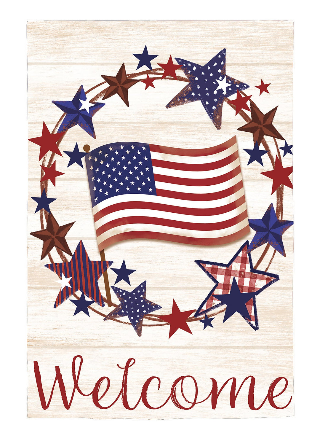 Americana Star Wreath 2 Sided Banner heartlandflags