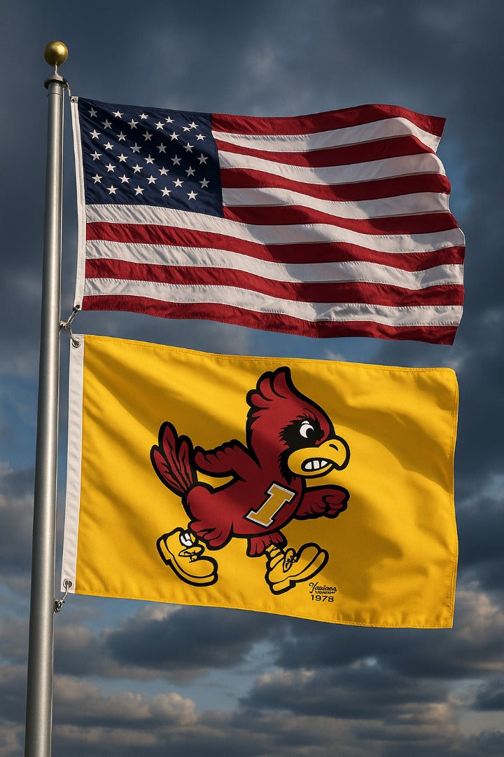 Angry Cy Flag 2x3 Yellow 2 Sided heartlandflags