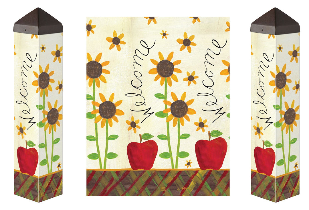 Apples and Sunflowers Art Pole 20 Inches Tall heartlandflags