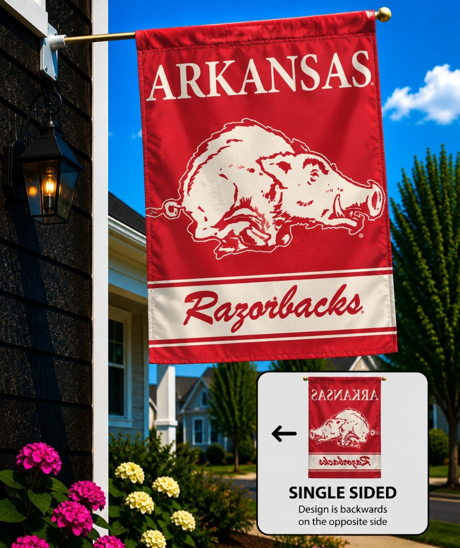 Arkansas Razorback Throwback Logo Banner heartlandflags