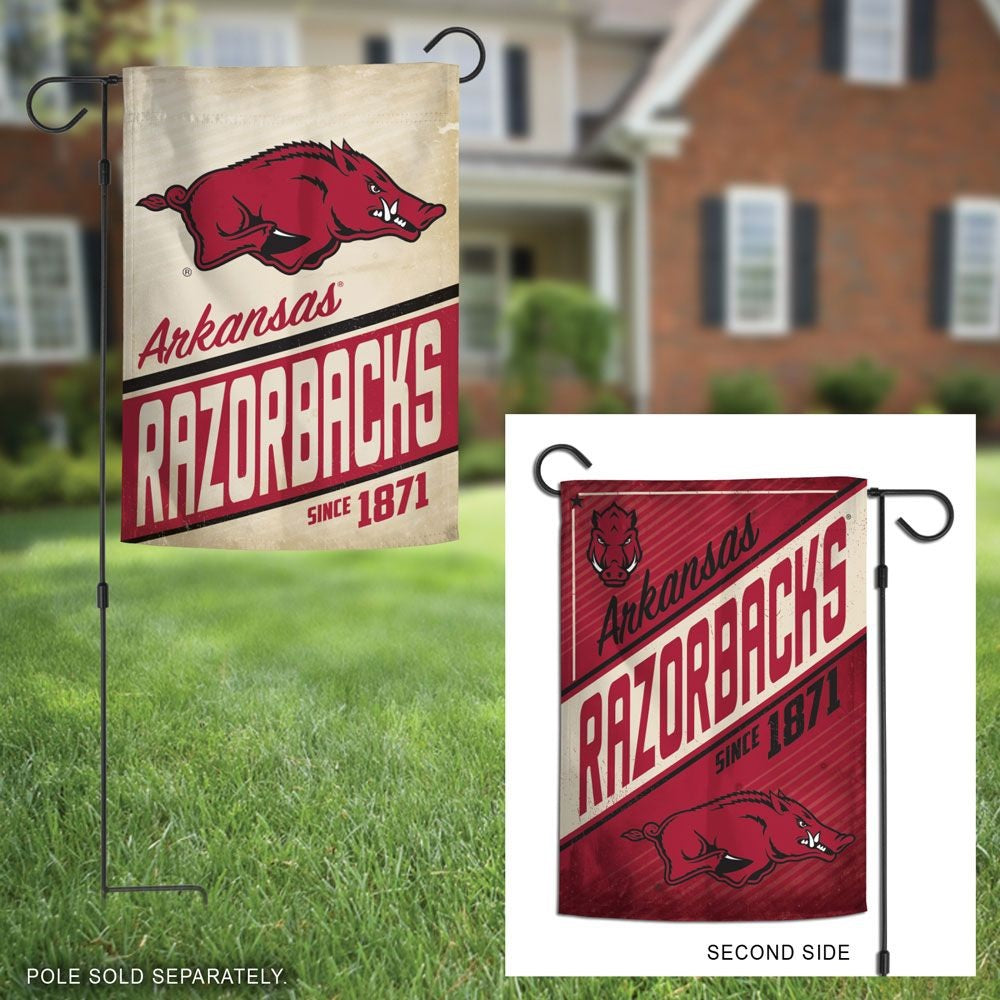 Arkansas Razorbacks Garden Flag 2 Sided Retro Logo heartlandflags