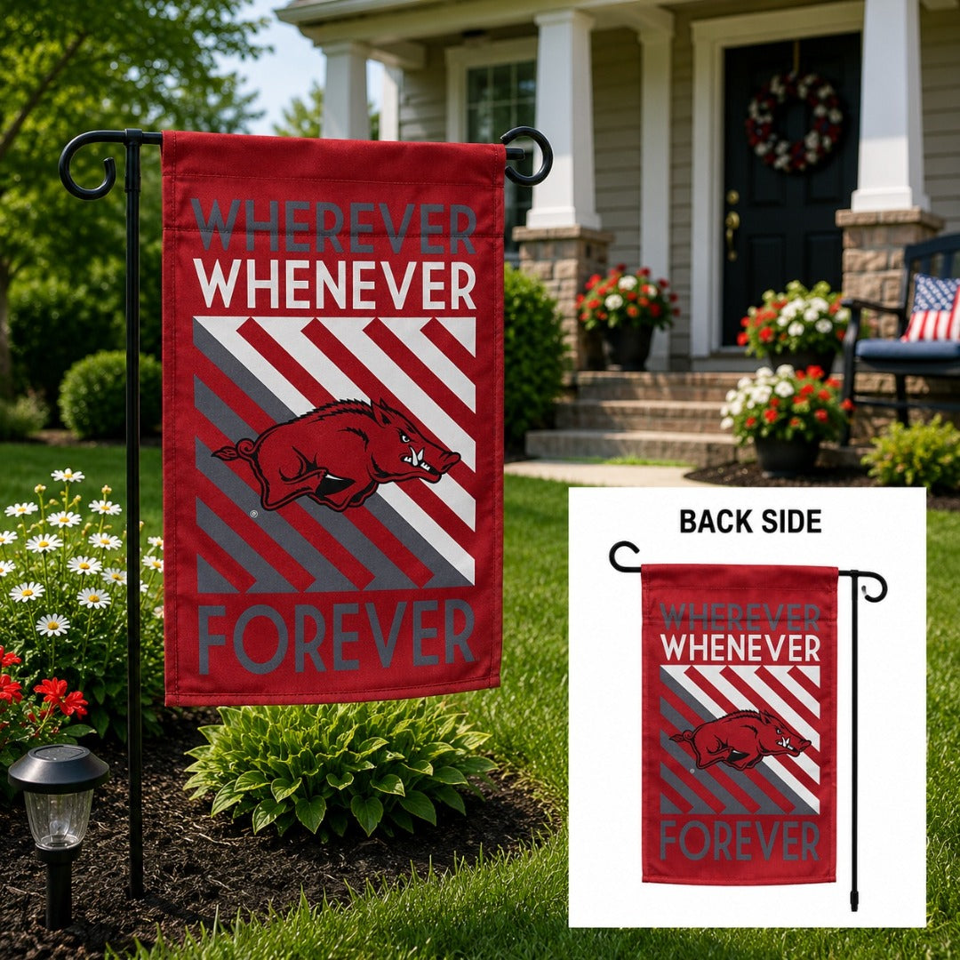 Arkansas Razorbacks Wherever Whenever Forever 2 Sided Garden Flag heartlandflags