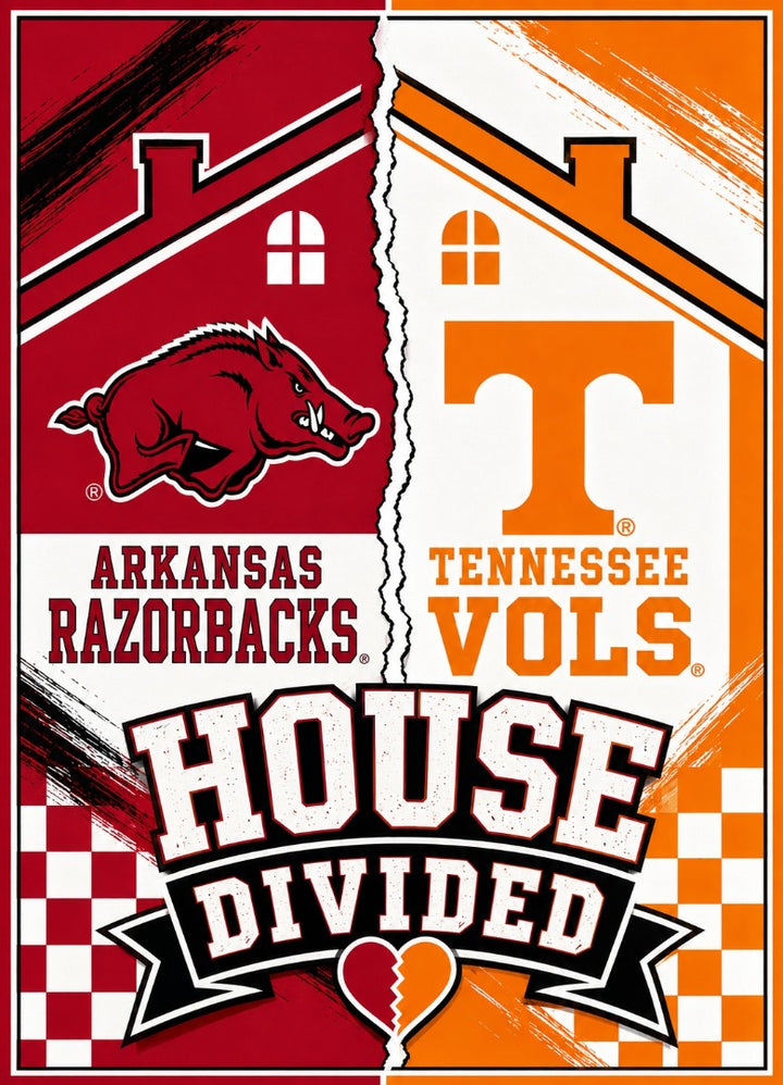 Arkansas and Tennessee 2 Sided House Divided Garden Flag heartlandflags