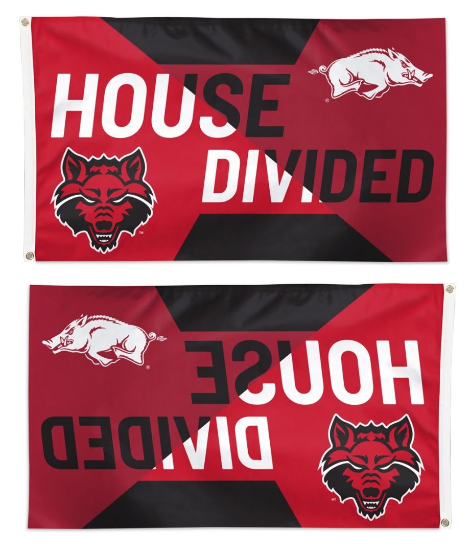 Arkansas vs Arkansas State Flag 3x5 House Divided Rivalry heartlandflags