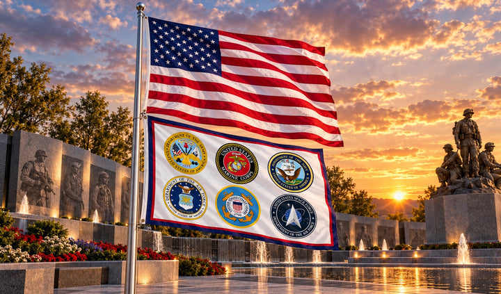 Armed Forces 2 Sided 3x5 Flag All Six branches heartlandflags